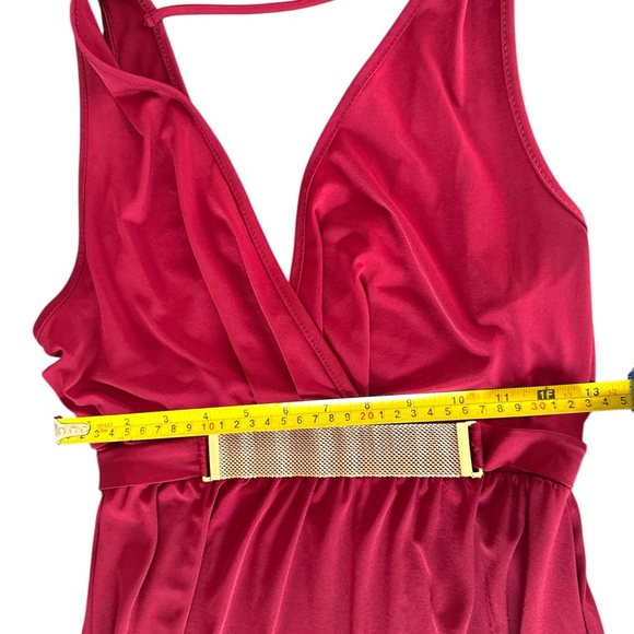 Red Sleeveless V-Neck Maxi Dress Ideal for party - Picture 6 of 6